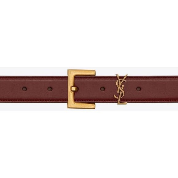 $610 Saint Laurent YSL Cassandre Leather Belt With Square Buckle in Red Sz 75cm main image 5